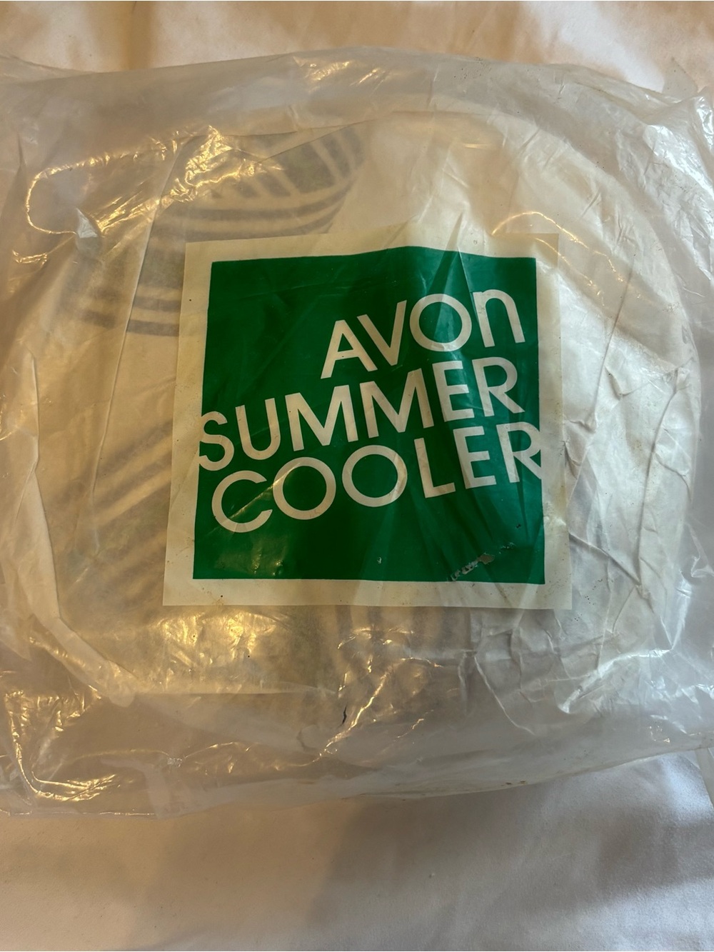 Vintage Avon Summer Cooler Blue and White Striped Design